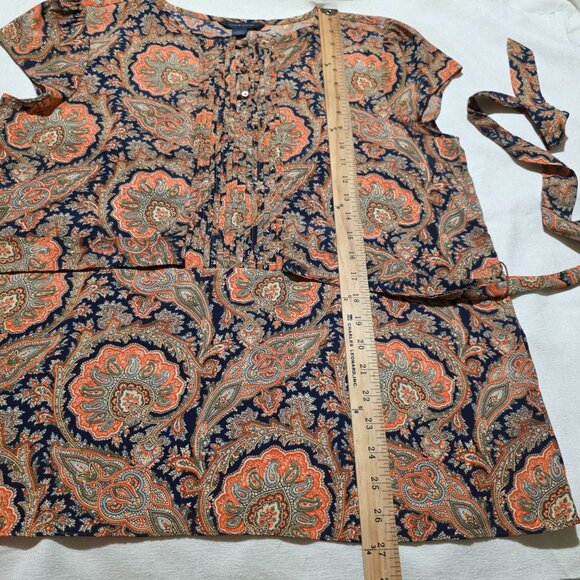 Tommy Hilfiger Womens Paisley Peplum Top Large Tie Back Belted Boho Chic Western - Picture 12 of 12